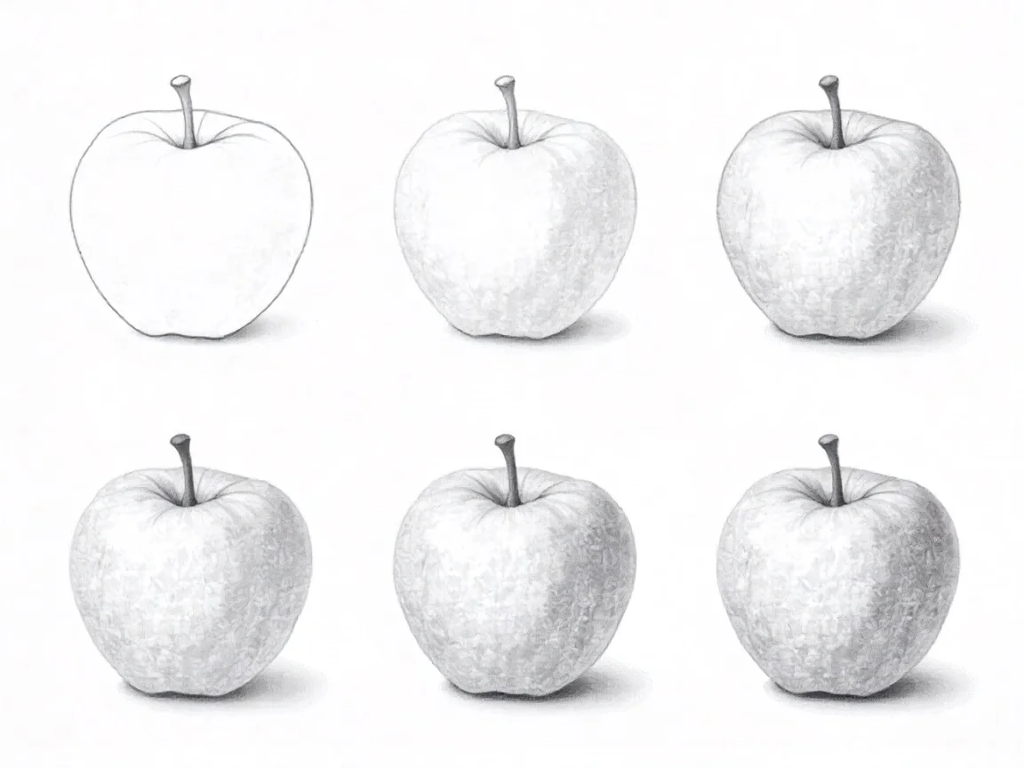 Best Pencil Drawing Techniques for Beginners 6 Step by step pencil drawing technique for beginners shading an apple - ThriveVerge
