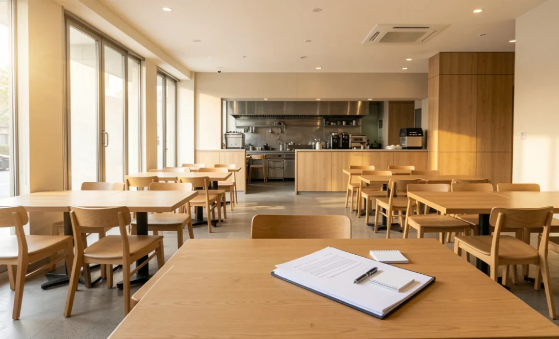Restaurant Business Insurance: What Coverage Does Your Restaurant Actually Need? 1 Restaurant dining area with an insurance policy document on a table representing restaurant business insurance coverage