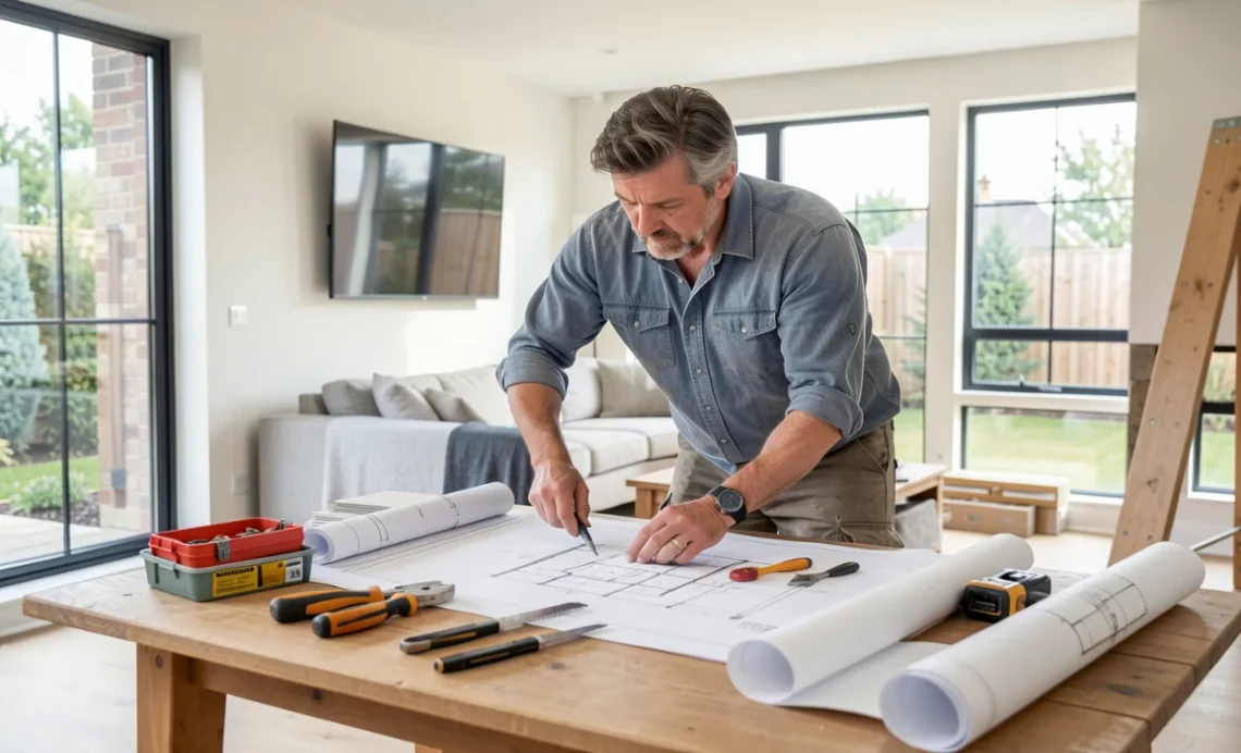 Home Improvement Projects that require professional help with contractor working on renovation