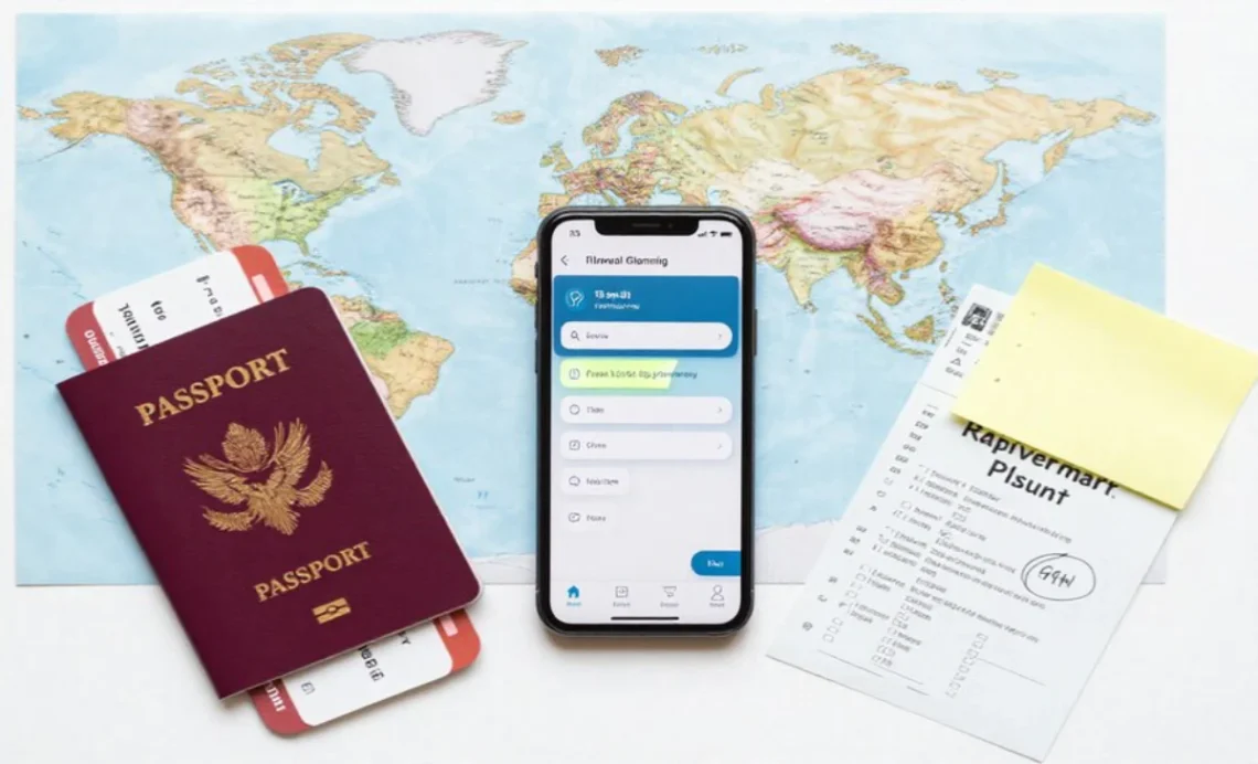 Vacation planning essentials with map passport and travel documents showing how to avoid common planning mistakes