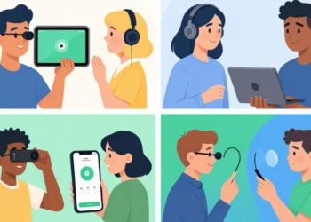 Accessibility Testing comparison showing browser extension scan results and real device testing with assistive technology