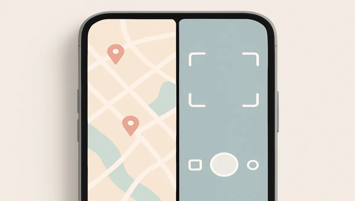 Screenshot of TeckJB Com App interface showing map and camera tools – key digital trends in 2026