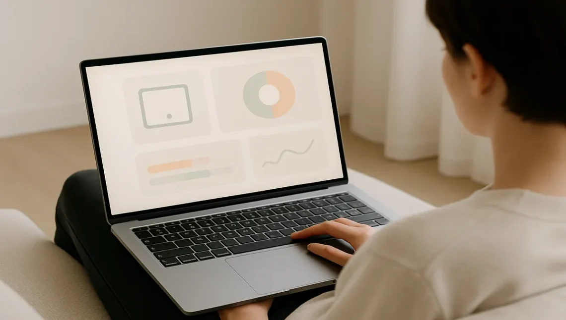 A person browsing TeckJB.com on a laptop, showing simple tech guides and 2025 digital trends.