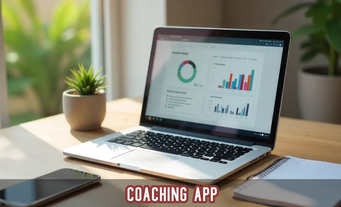 Coach evaluating a coaching app on laptop and phone for practice growth