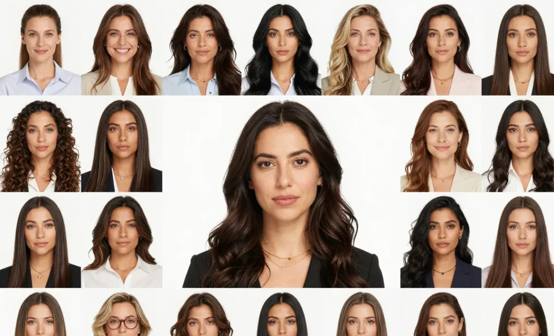 Collage of diverse beautiful women celebrities and models from around the world, representing global beauty standards.