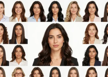 Collage of diverse beautiful women celebrities and models from around the world, representing global beauty standards.