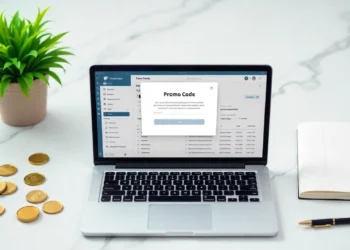 Guide to building a successful business promo code strategy shown on a laptop dashboard.