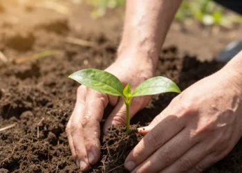 A person planting a sapling, symbolizing how small lifestyle changes grow into significant health improvements.