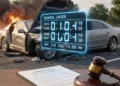 Digital clock counting down statute of limitations deadline after car accident with legal gavel and documents in foreground
