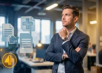 Workplace accident guide featuring professional environment with safety elements and documentation symbols, representing employee rights and workers compensation information