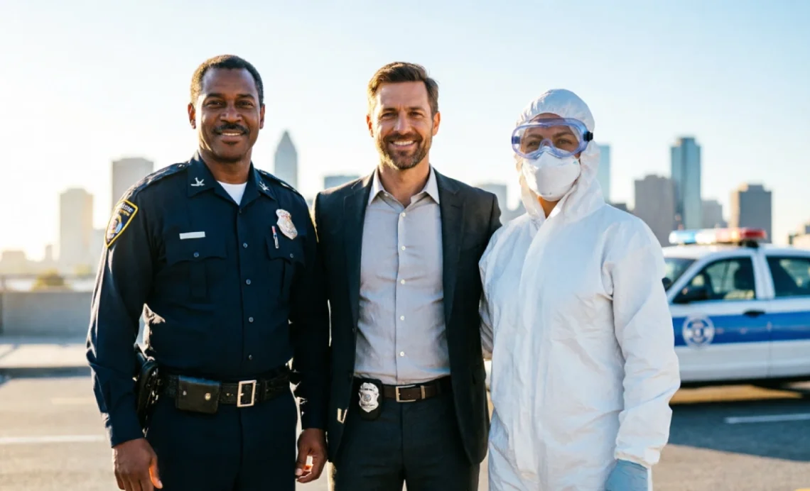 Practical Law Enforcement Career Advice: How to Start and Succeed 1 Diverse group of law enforcement career advice professionals including police officer, detective, and crime scene investigator standing together for a career advice article