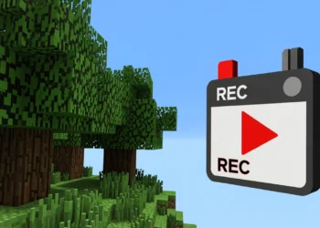 Best Minecraft screen recorder software interface showing gameplay recording with red REC button and audio capture controls.