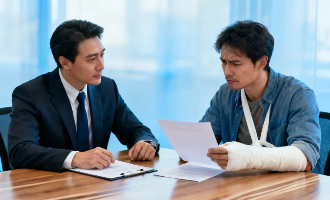 Personal injury attorney consulting with an injured client about Personal Injury Legal and Medical Tips, health-affecting injuries